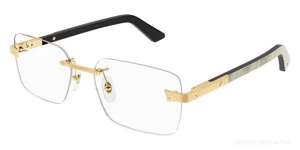 Lunettes de vue Cartier CT0411O 003 57 - Gold/White Santos De Cartier Lunettes de vue - Opticien-optométriste Lamtioui Fès Maroc
