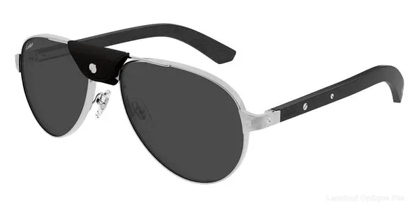 Lunettes de soleil Cartier CT0495S 003 59 - Silver/Black Santos de Cartier - نظارات شمسية Lamtioui Fès فاس المغرب