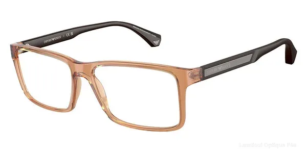 Lunettes de vue Emporio Armani EA3038 5044 56 - Shiny Transparent Brown/Rubber Brown - نضارات طبية Emporio Armani Lamtioui Optique فاس