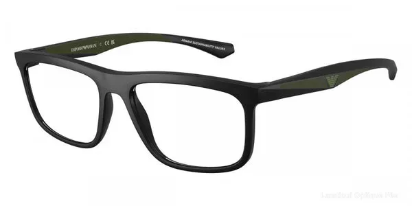 Lunettes de vue Emporio Armani EA3246 5001 53 - Matte Black/Green Rubber authentique Emporio Armani - Lunettes de vue Fès Lamtioui Optique