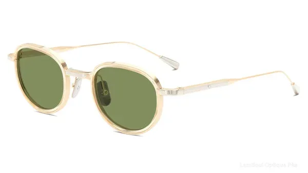 Lunettes de soleil Lunetterie Generale PANACHE 16K GOLD/PALLADIUM & VINTAGE CRYSTAL INLAY SOLID BLUE Default Title Fès Maroc