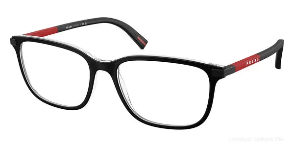 Lunettes de vue Prada Linea Rossa PS 02RV 03I1O1 - Top Matte Black on Crystal/Red Black Rubber - Lamtioui Optique Fès