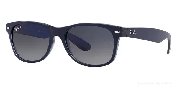 Lunettes de soleil Ray-Ban NEW WAYFARER - RB2132 660778 55 Matte Blue on Transparent Blue authentique Ray-Ban - Lunettes de soleil Fès Lamtioui Optique