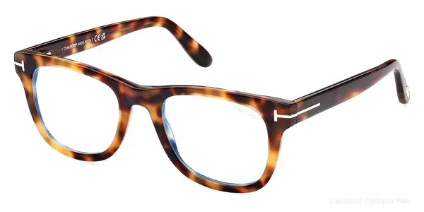 Lunettes de vue Tom Ford FT5820-B 053 50 - Shiny Blonde Havana/T Logo - نظارات طبية Lamtioui Fès فاس المغرب