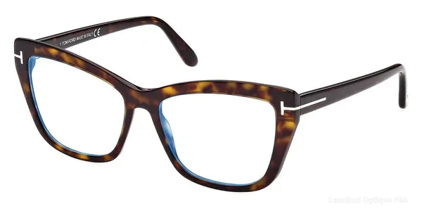 Lunettes de vue Tom Ford FT5826-B 052 55 - Dark Havana/T Logo - نظارات طبية Lamtioui Fès فاس المغرب