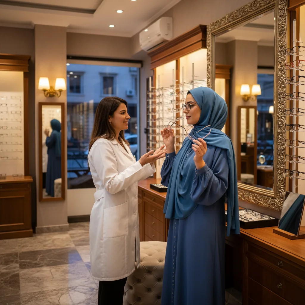 Conseil lunettes hijab opticienne-optométriste Fès Lamtioui Optique