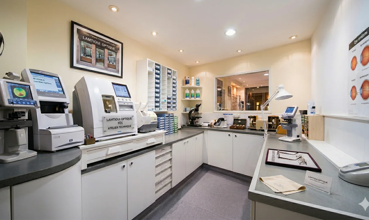 Atelier reparation lunettes montage express opticien Fes Maroc Lamtioui